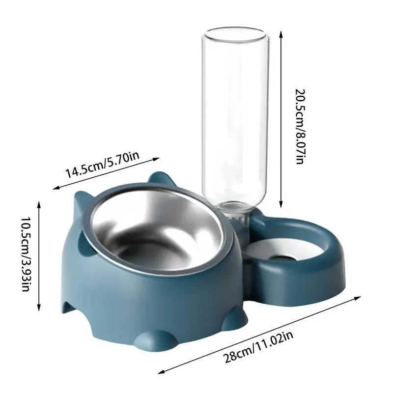 Double Dog/Cat Water and Food Bowls Automatic Water Bottle