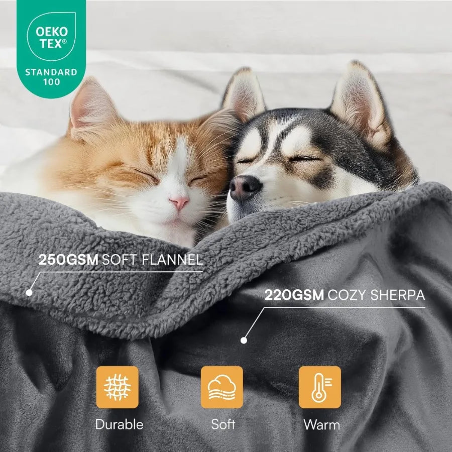 Waterproof Pet Blanket Reversible Sherpa Furniture Protector
