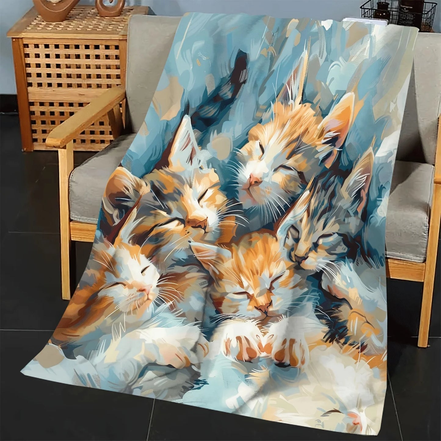 Cozy Cat Lover's Flannel Throw Blanket