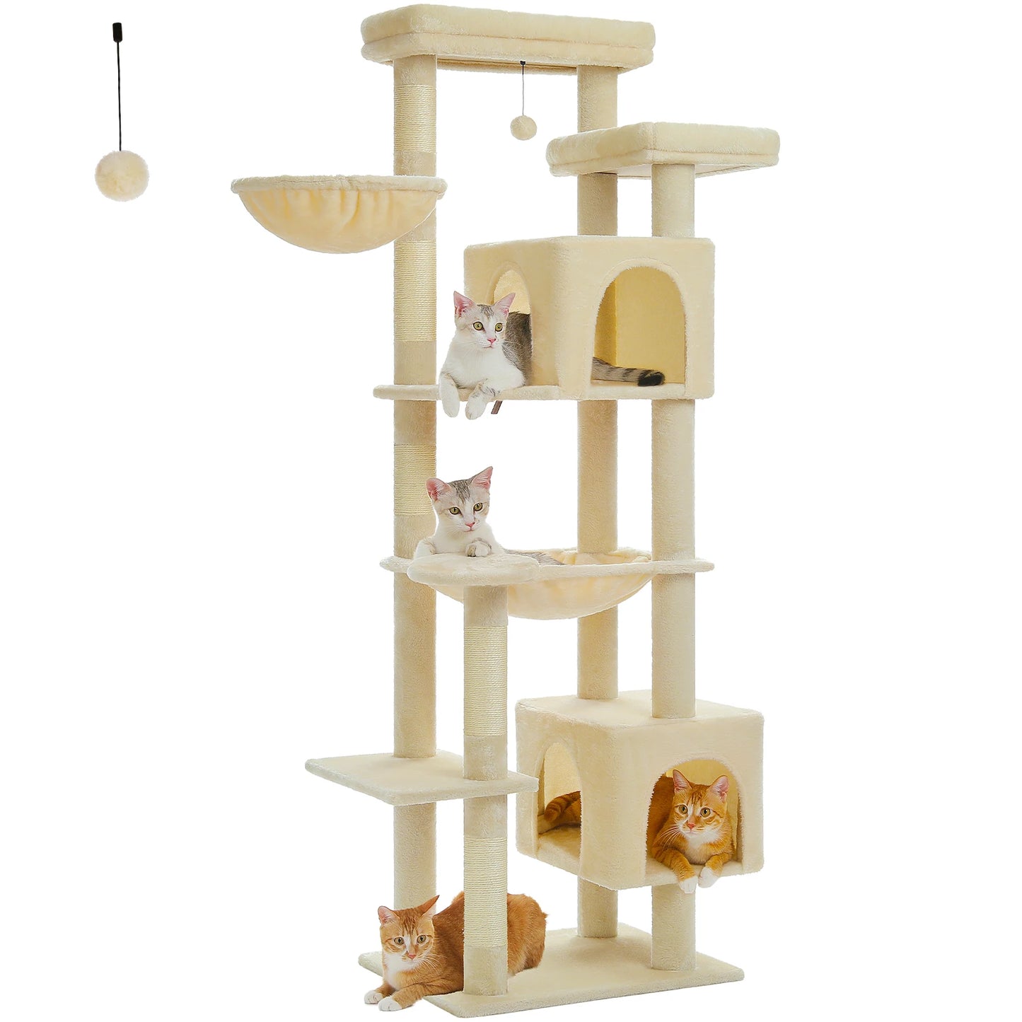 Indoor Multi-Level Plush Cat Condo with Scratching Posts Perches Caves