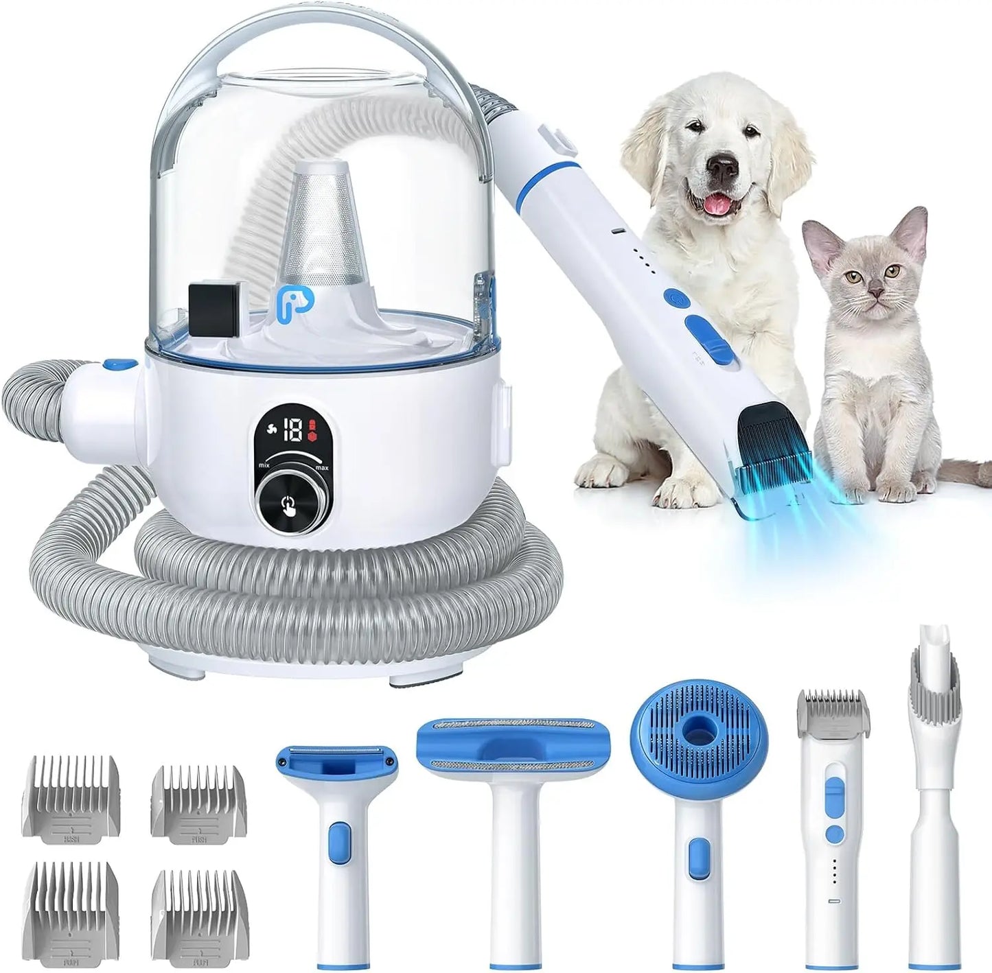 5-in-1 Pet Grooming Vacuum Kit with 2.0L Dust Cup for Shedding Dogs/Cats