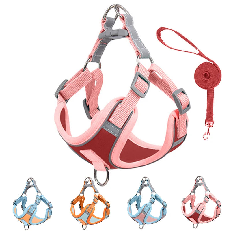 Adjustable Dog Harness and Leash for Small Dogs/Cat Reflective Breathable