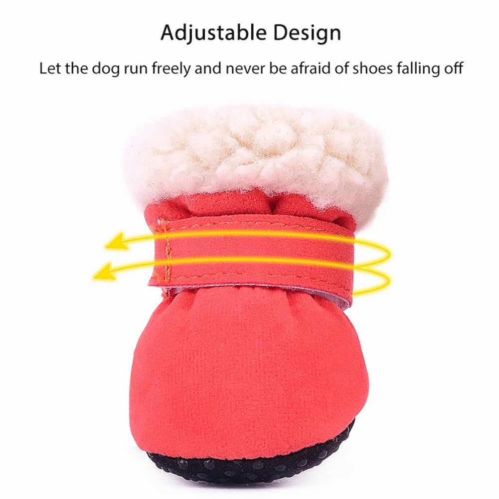4Pcs Dog Snow Boots Autumn & Winter Small/Medium Dog/Cats S-XL Non-Slip Soles