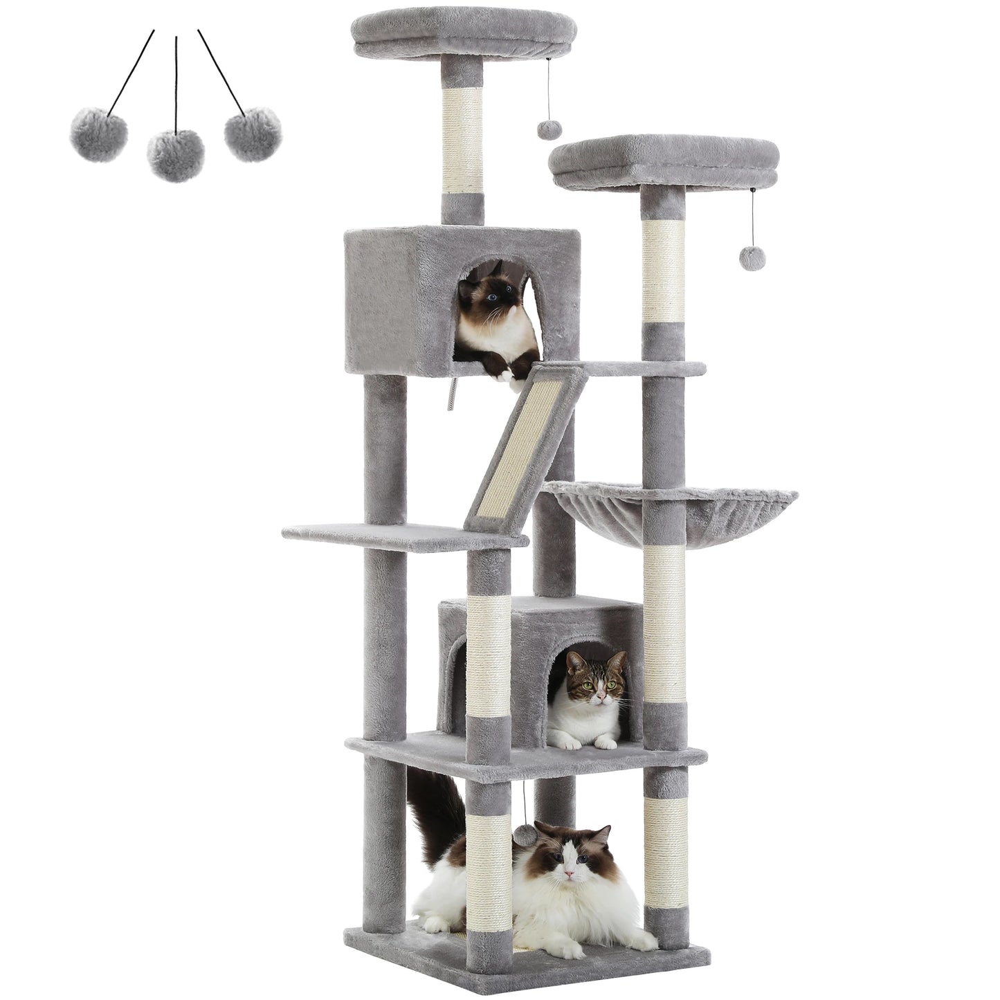 Indoor Multi-Level Plush Cat Condo with Scratching Posts Perches Caves