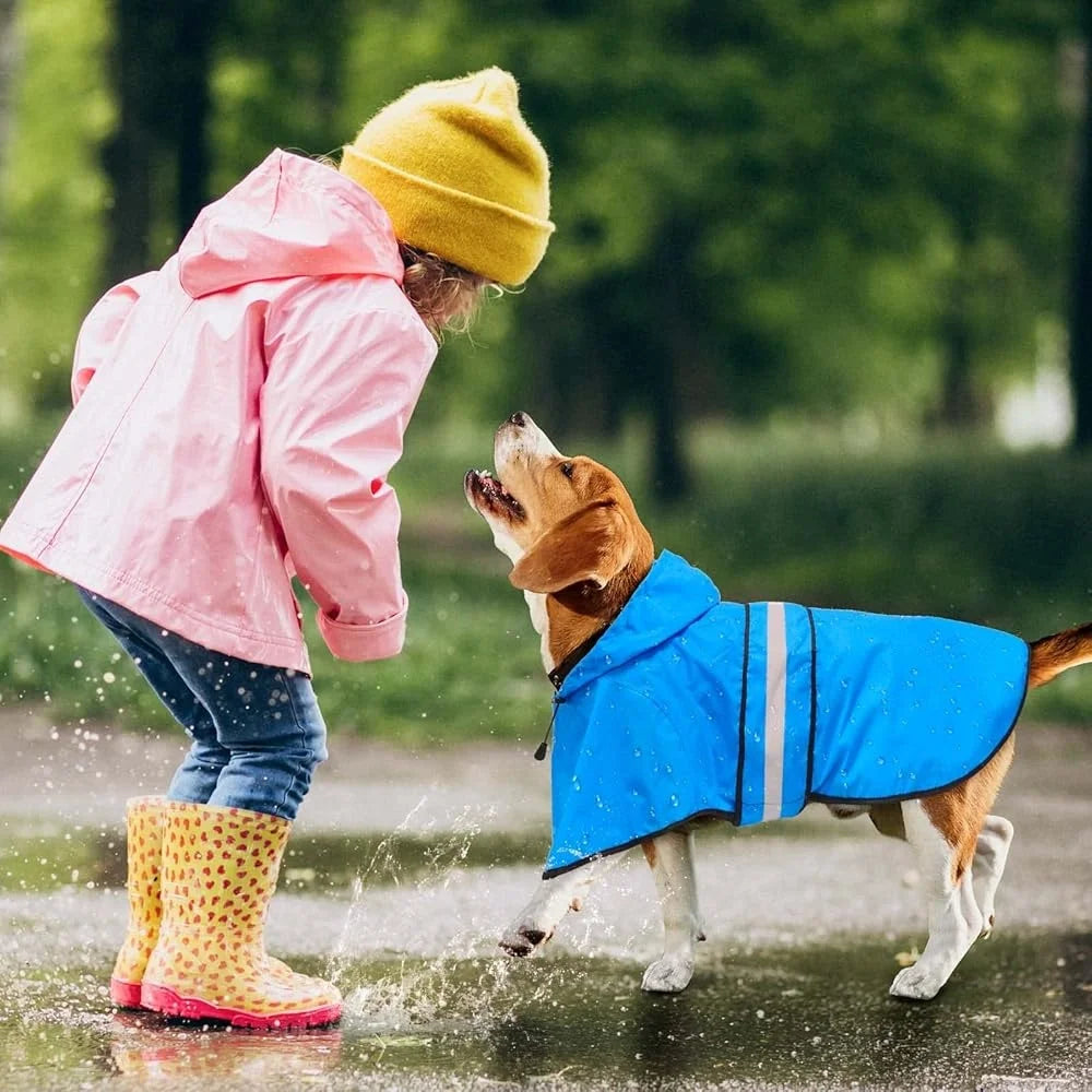 Lightweight Hooded Reflective Raincoat Adjustable
