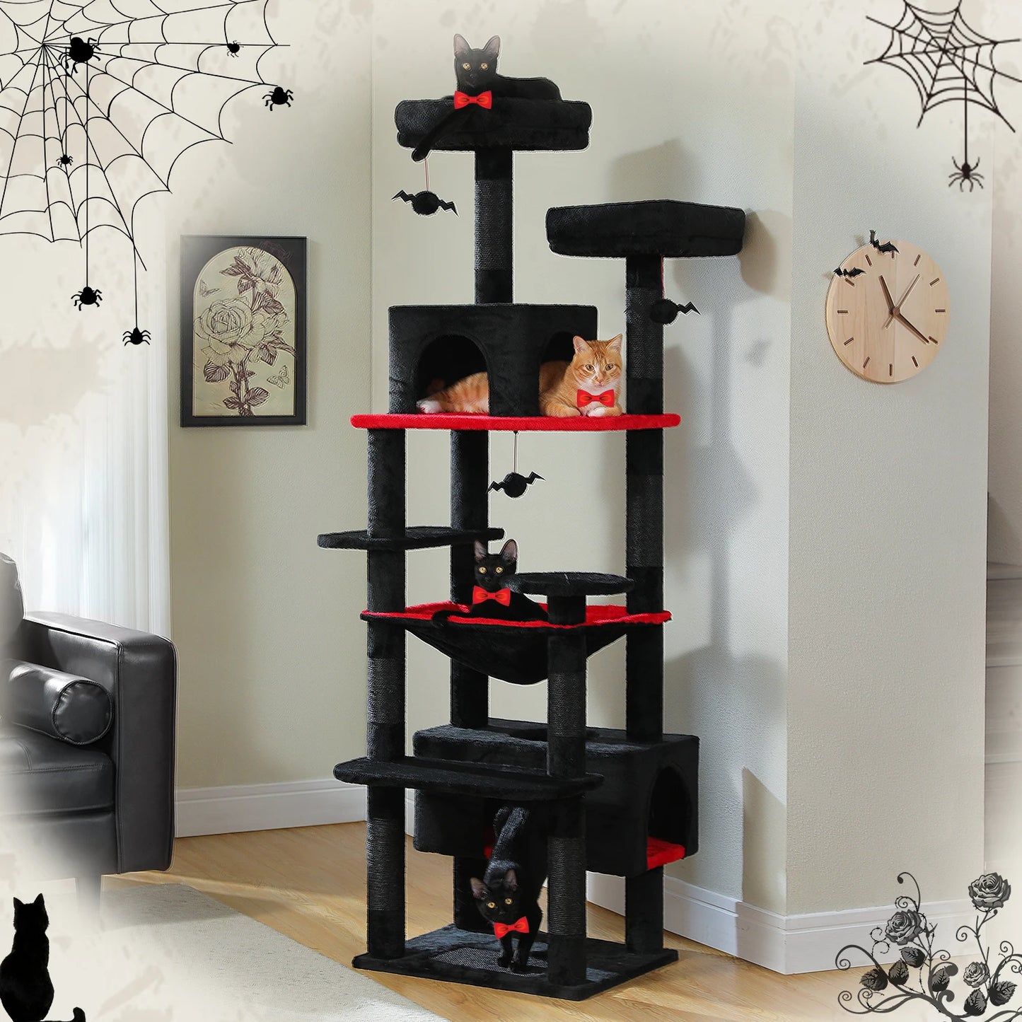 Large Cat Tree and Tower for Indoor Cats Spacious Hammock Perches