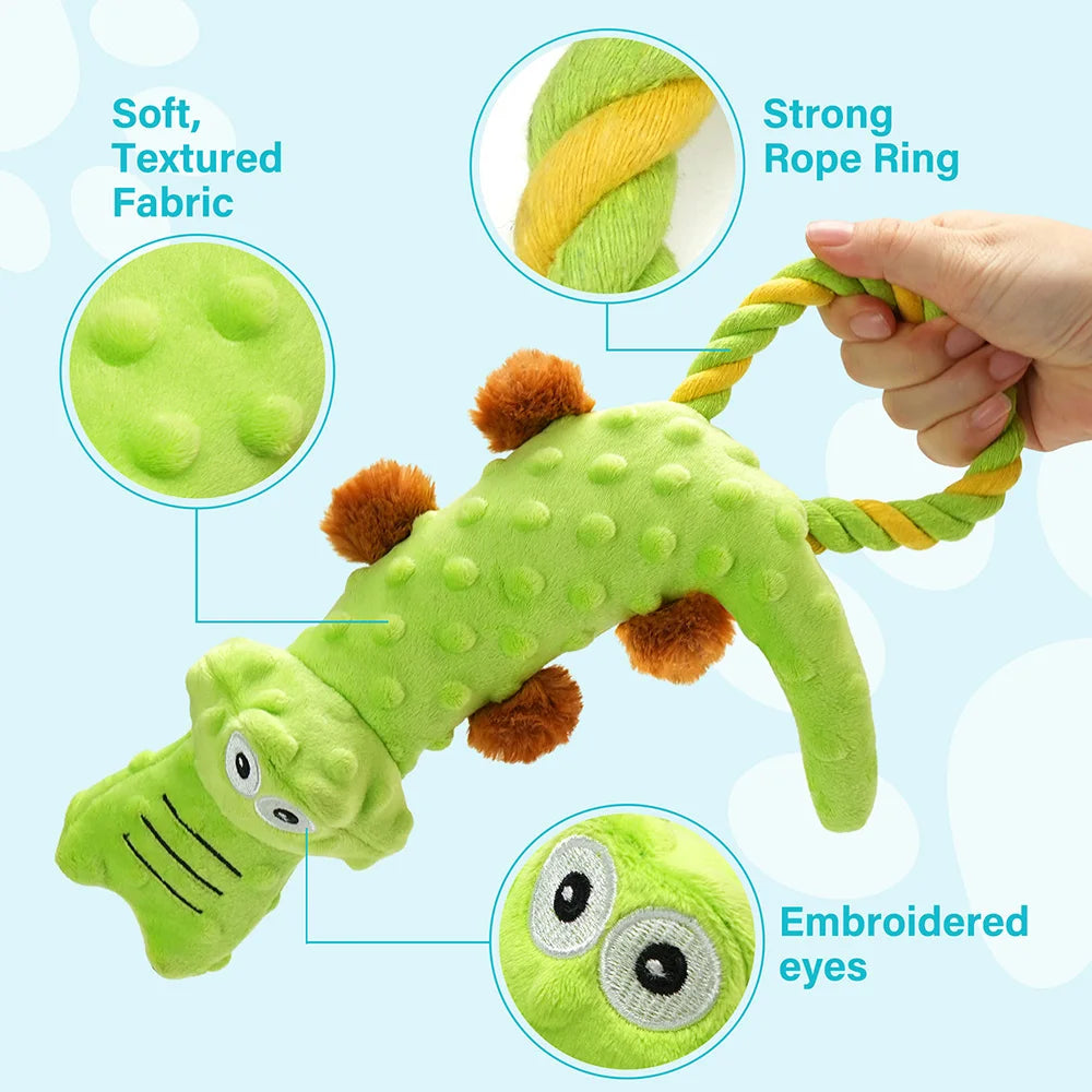Tug of War Dog Toys Interactive Plush Puppy Squeaky Chew Toy