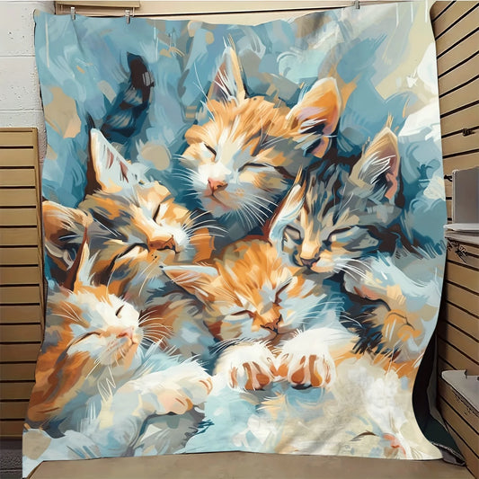 Cozy Cat Lover's Flannel Throw Blanket