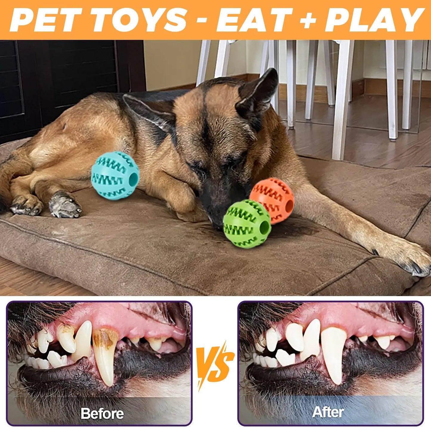 Elastic Rubber Teeth Cleaning, Teeth Grinding, Leakage Ball Dog Toy