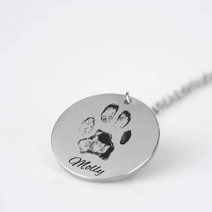 Stainless Steel 18K Gold Plated Necklace with Your Actual Pet Paw Print