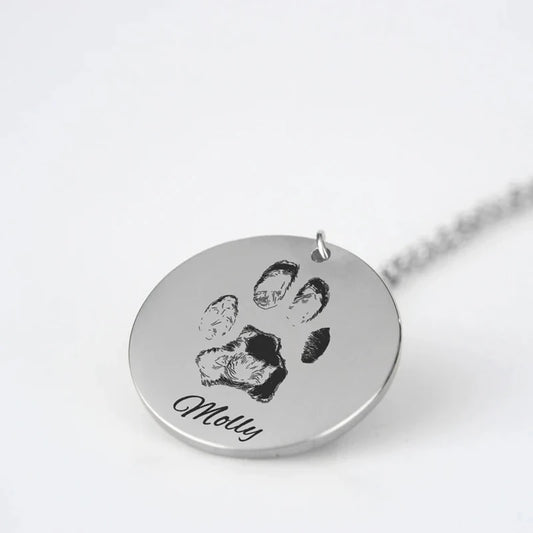 Stainless Steel 18K Gold Plated Necklace with Your Actual Pet Paw Print