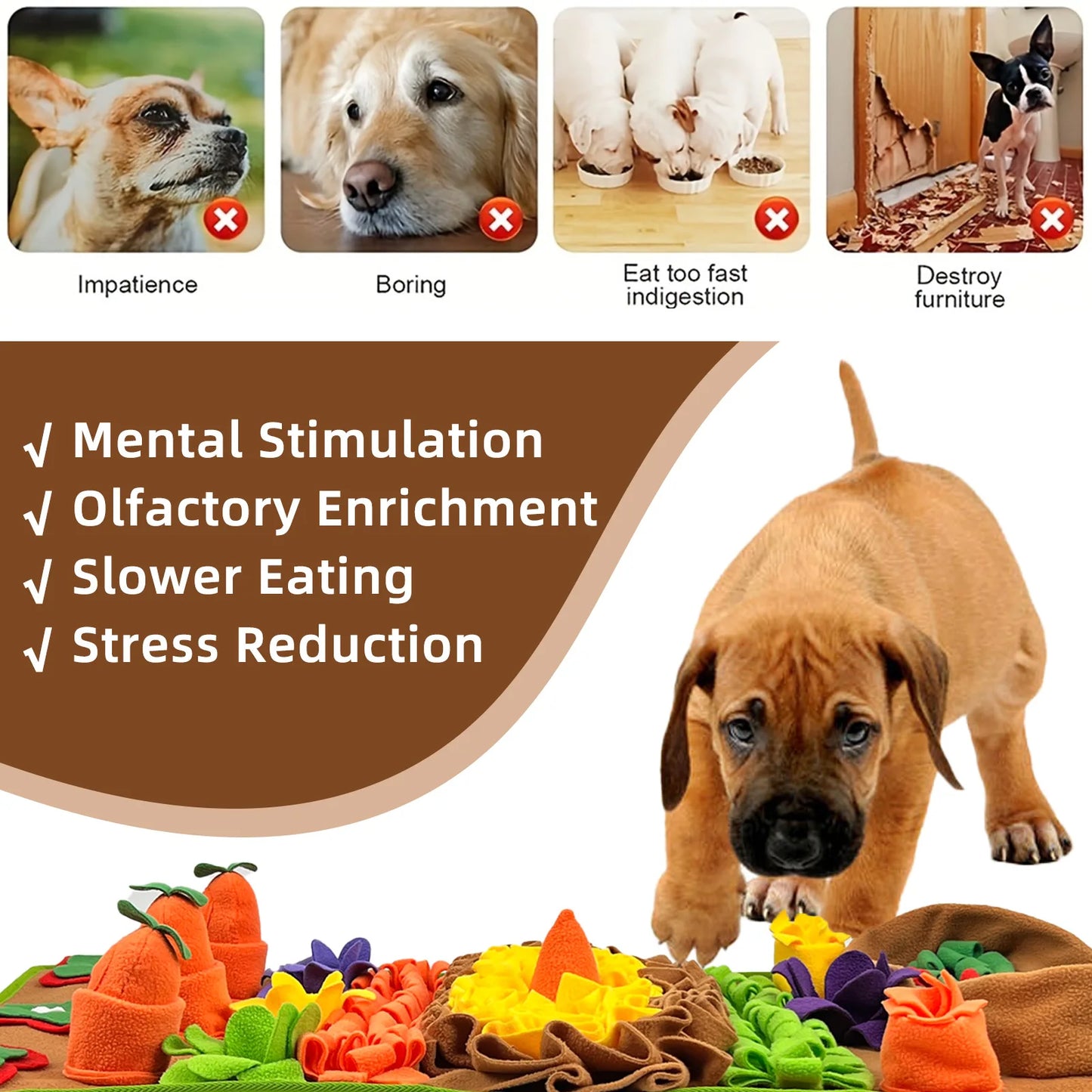 Snuffle Mat for Dogs, Slow Feeder, Interactive Dog Puzzle for Training and Stress Relief
