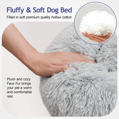 Donut Dog Bed Warm ,Soft, Calming Beds Washable