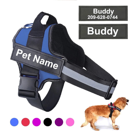 Adjustable Reflective Dog Harness Custom with Vest ID Patch