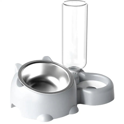 Double Dog/Cat Water and Food Bowls Automatic Water Bottle