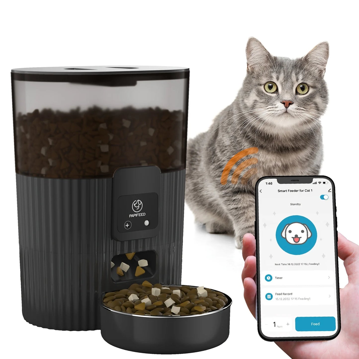 Automatic feeder cat/dog, fixed feeding machine, wifi remote