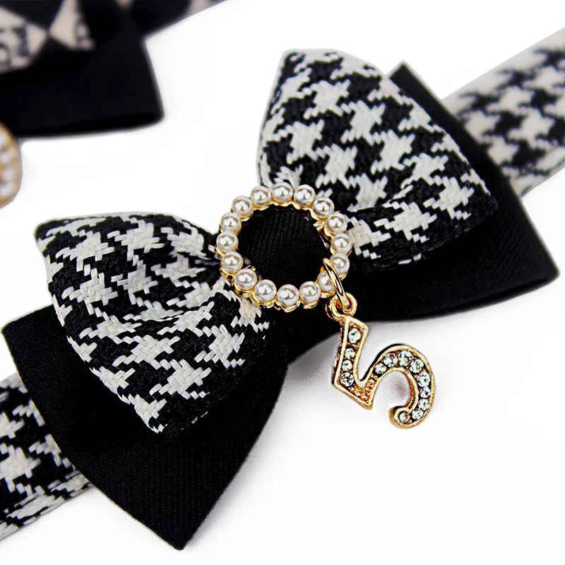 Fashion Bowknot Dog Collar Leash Set Pet Accessories, Adjustable