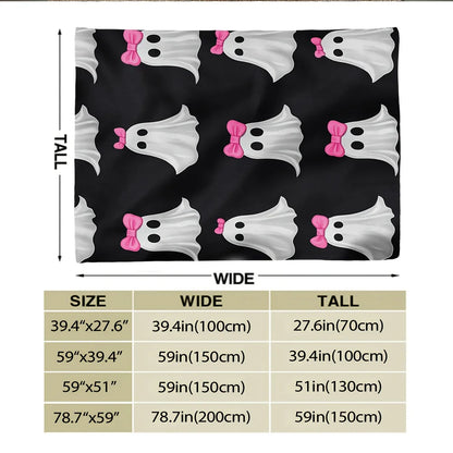 Ultra-Soft Halloween Ghosts with Pink Bows Throw Blanket