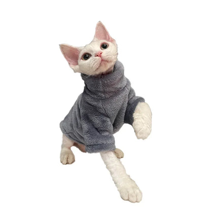 Sphynx Cat Sweater, Turtleneck Warm Winter Hairless Cat Clothes