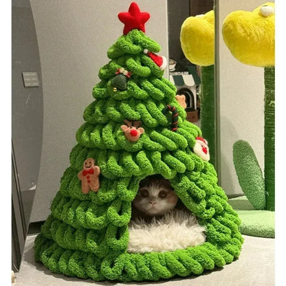 Christmas Tree Cat Bed/Homemade Puppy Nest for Warmth
