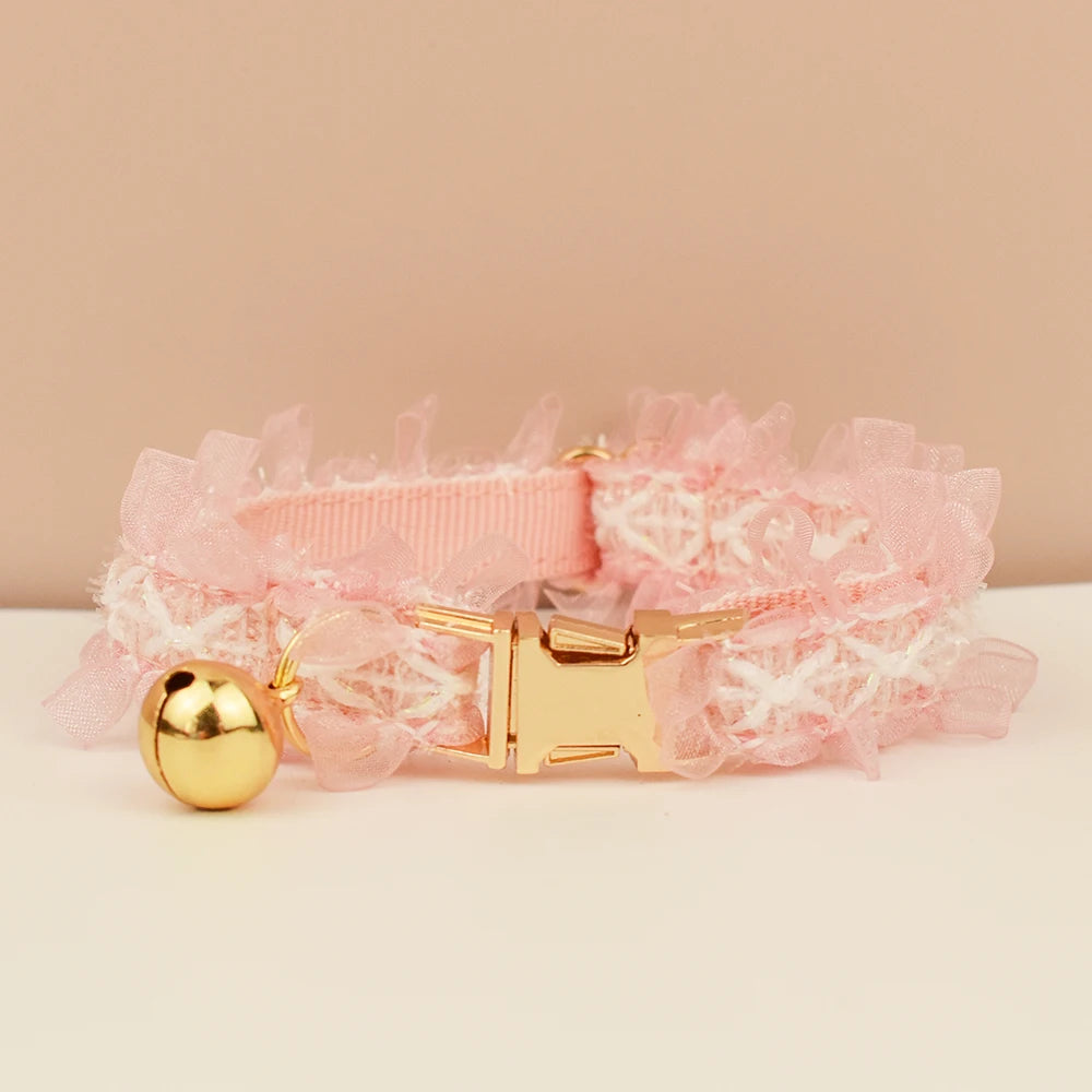 Lace Pet Collar Personalized Customized Name for Cats and Small Dogs