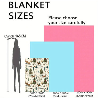 Cozy Christmas-Themed Flannel Throw Blanket