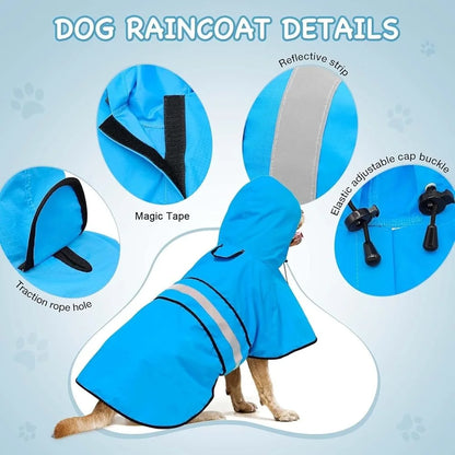 Lightweight Hooded Reflective Raincoat Adjustable
