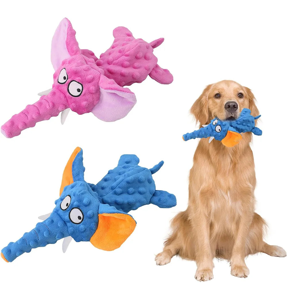 Durable Dog Chew Toys ,Soft Plush Squeaky Elephant Shaped Toy for Dogs