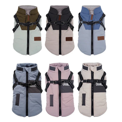 Dog Winter Jacket With Harness  For Small Large Dogs Warm Waterproof
