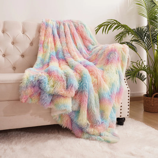 Soft Rainbow plush blanket
