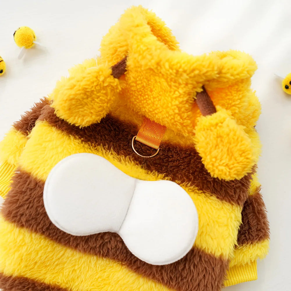 Cute Bee Shaped Dog Sweater Hoodies Warm Fleece