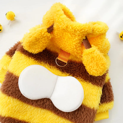 Cute Bee Shaped Dog Sweater Hoodies Warm Fleece