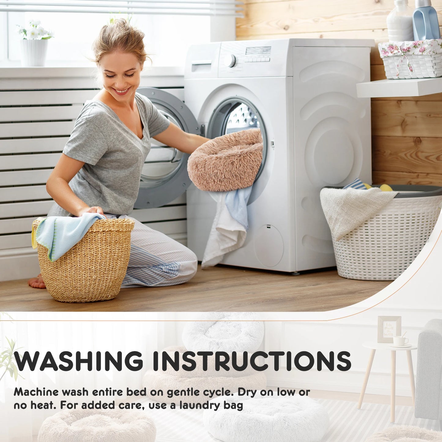Washable Calming Bed Anti-Slip Dog Bed
