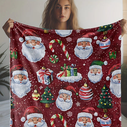 Vintage Christmas Pattern Flannel Throw Blanket – Cozy, Warm, Soft Multipurpose