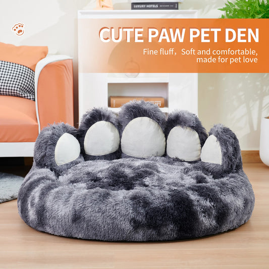 Cozy Comfy Paw Shaped Dog Bed Warm Fluffy Cushion