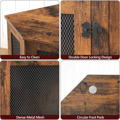 Wooden Corner Dog Kennel End Table