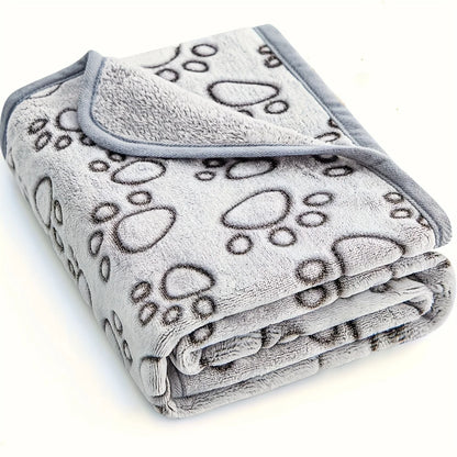 Ultra-Soft Paw Print Dog Blankets - Machine Washable