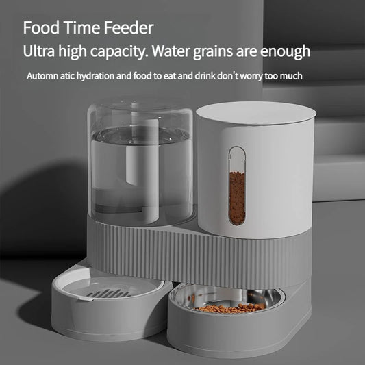Automatic Pet Feeder and Waterer, Large Capacity Dry /Wet Food Separate Dispenser