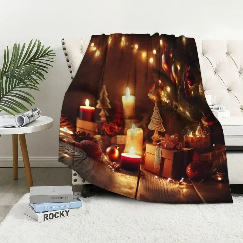 Christmas decoration blanket Throw Sofa blanket Bedspread bed fluffy soft blankets  Plaid Modern simple Merry Christmas winter