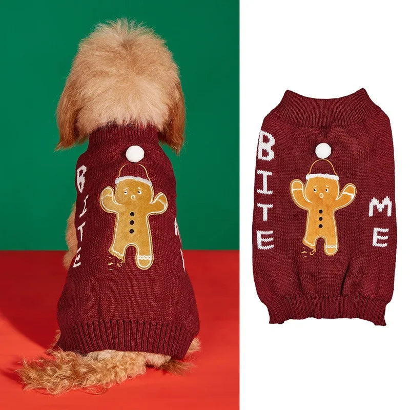 Christmas Pet Sweater for Dogs Cats, Gingerbread Man, Snowflake, Antler Hoodie