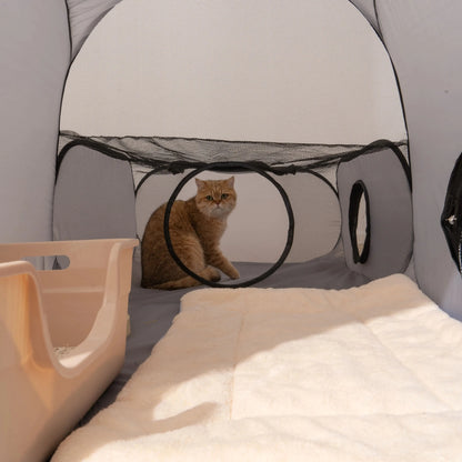 Cats and Dogs Hard Oxford Cloth with a Play Tunnel Foldable