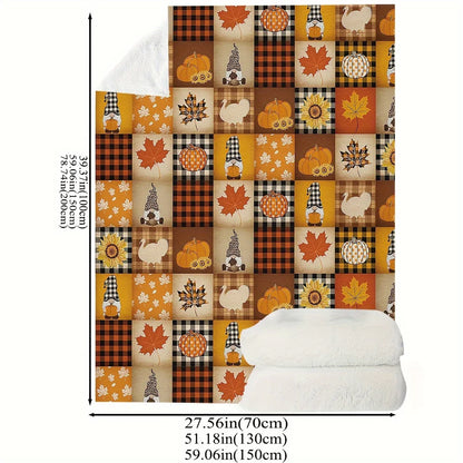 Cozy Dual-Sided Flannel Throw Blanket with Halloween Pumpkins- Allergy-Friendly, Machine Washable -