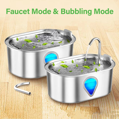 Automatic 3.5L Capacity Water Dispenser stainless steel cat water fountain with LED Lighting