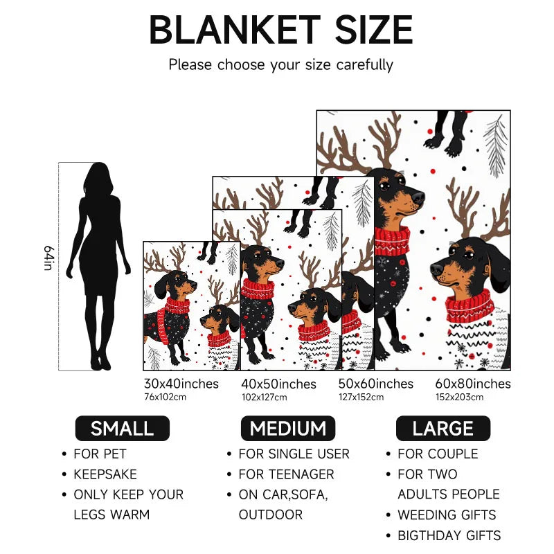 Christmas-themed red and black flannel blanket