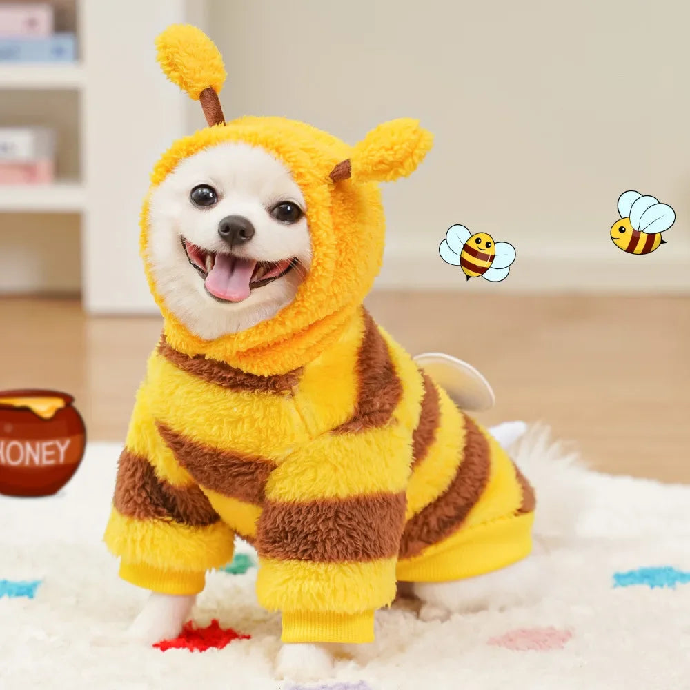 Cute Bee Shaped Dog Sweater Hoodies Warm Fleece