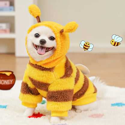 Cute Bee Shaped Dog Sweater Hoodies Warm Fleece