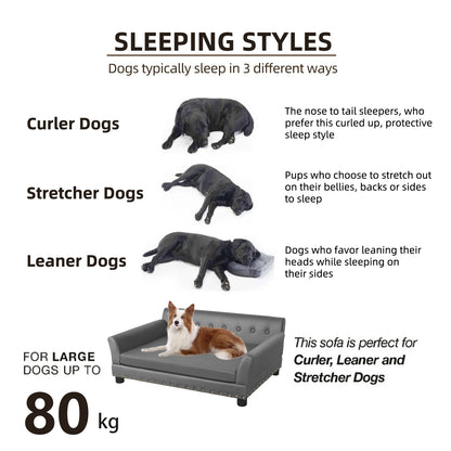 XL Elevated Dog Bed Sofa Microfiber Leather Cover with Removable Cushion