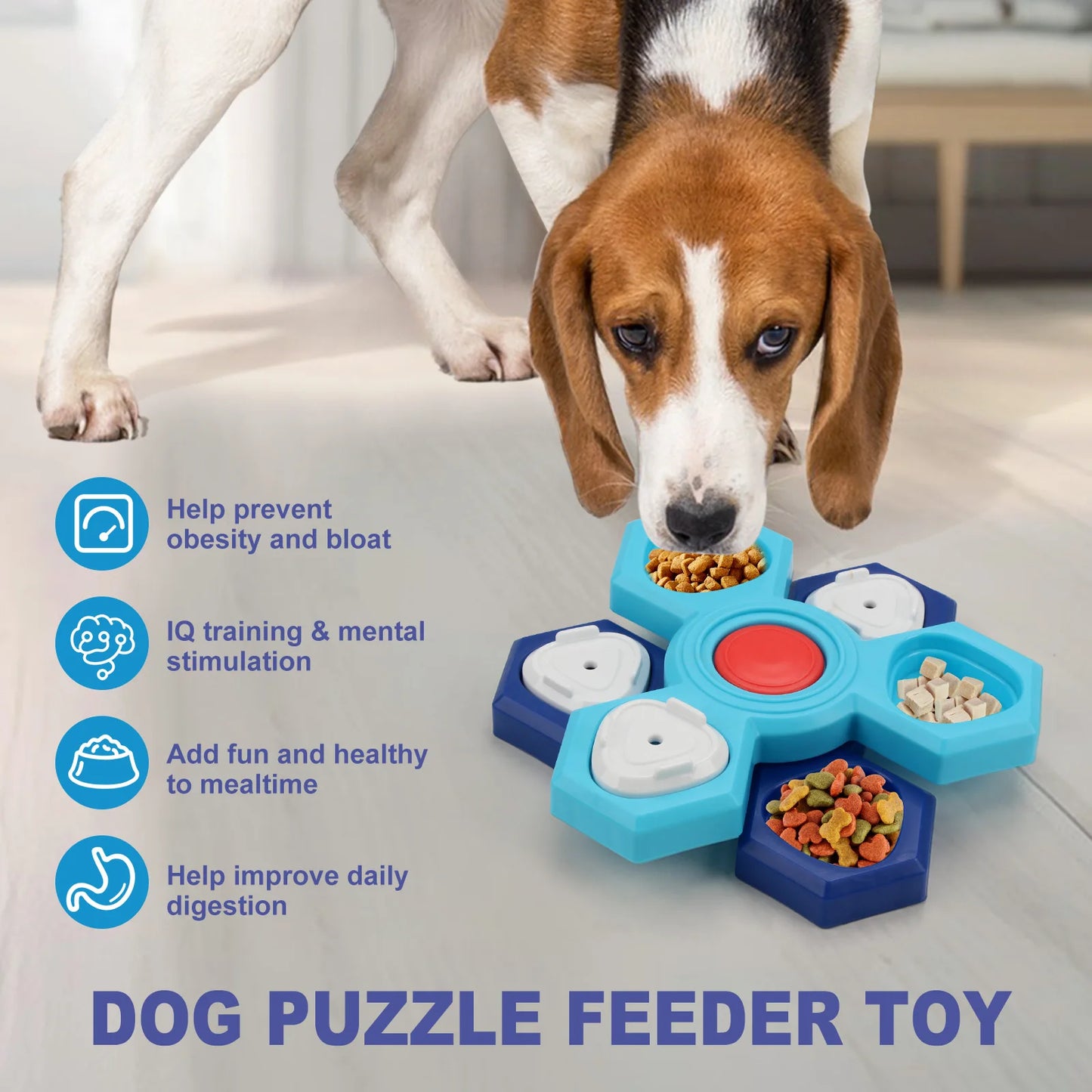 Dog Slow Feeder Bowl Interactive Puzzle Toy with Multi-Layer Spinning Design