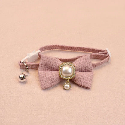 Durable and Adjustable Pet Bow Ties, Dog/Cat Collars, Pearl Vintage Pendant Bows, Cute Accessories