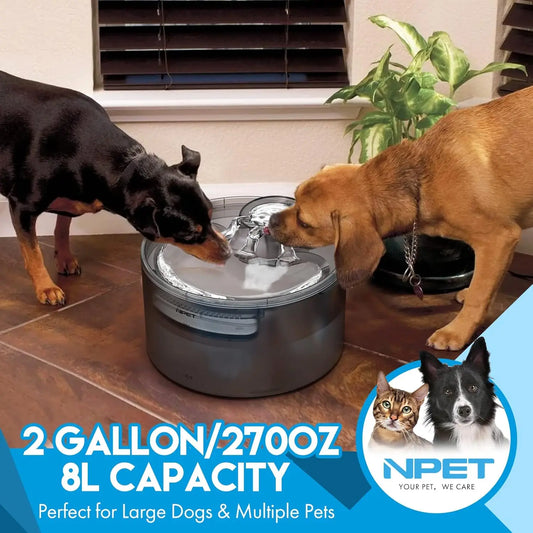 Automatic Water Fountain with Splatter Guard for Large Dogs